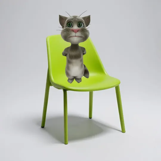 The cat standing on a lime chair