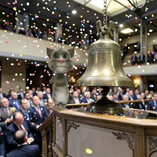 The cat at the opening bell